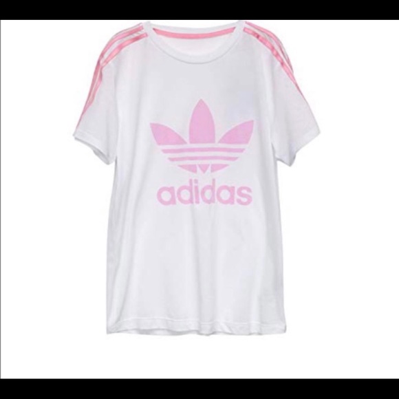 Kids large adidas pink trefoil with 3 stripe on arm - Picture 5 of 12